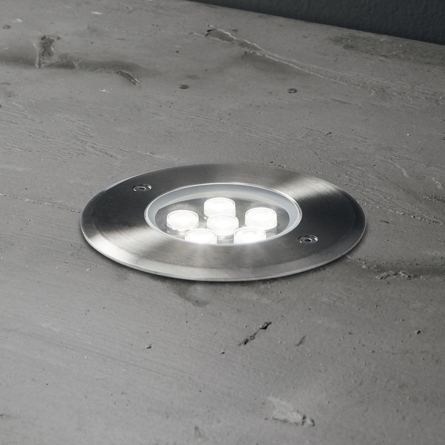 Ideal Lux - LED įvažiavimo šviestuvas FLOOR LED/6W/230V diametras 12 cm CRI 90 IP67 blizgus chromas