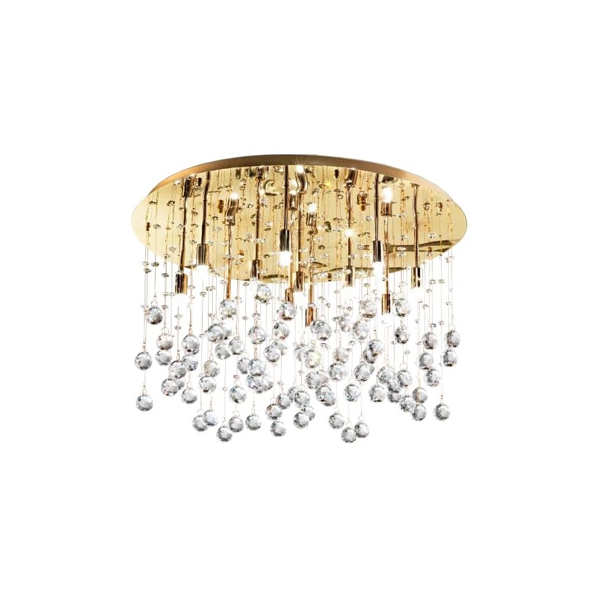 Ideal Lux - LED krištolinis lubinis šviestuvas MOONLIGHT 15xG9/3W/230V diametras 80 cm auksas