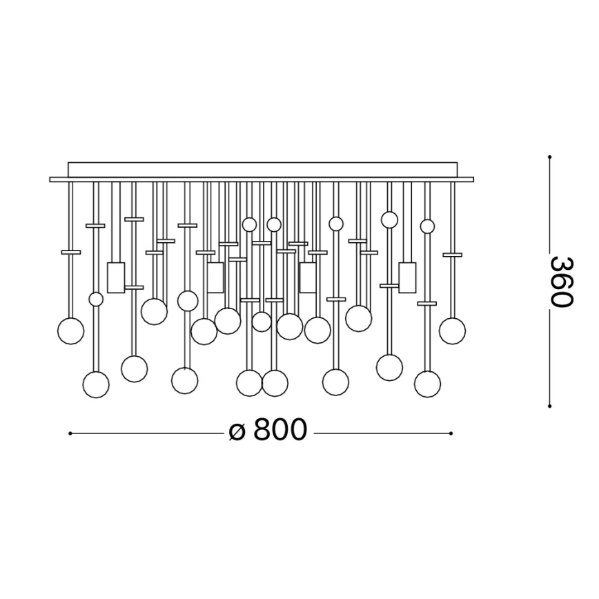 Ideal Lux - LED krištolinis lubinis šviestuvas MOONLIGHT 15xG9/3W/230V diametras 80 cm auksas