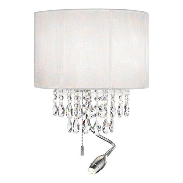 Ideal Lux - LED krištolinis sieninis šviestuvas OPERA 2xE14/40W/230V + LED/1W balta