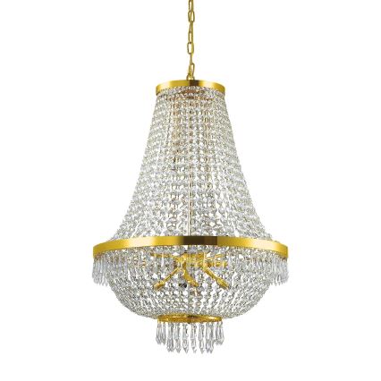 Ideal Lux - LED Krištolinis sietynas ant grandinės CAESAR 12xG9/3W/230V diametras 55 cm auksas