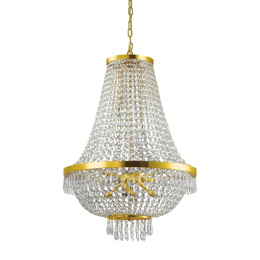 Ideal Lux - LED Krištolinis sietynas ant grandinės CAESAR 12xG9/3W/230V diametras 55 cm auksas