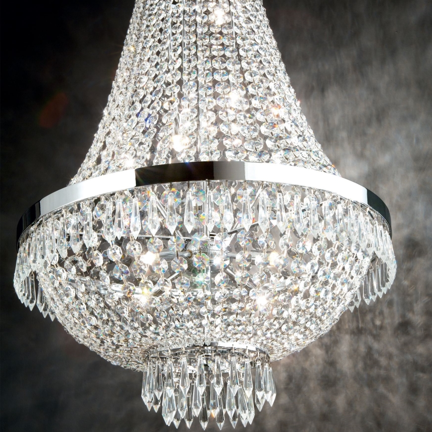 Ideal Lux - LED Krištolinis sietynas ant grandinės CAESAR 6xG9/3W/230V diametras 38 cm blizgus chromas