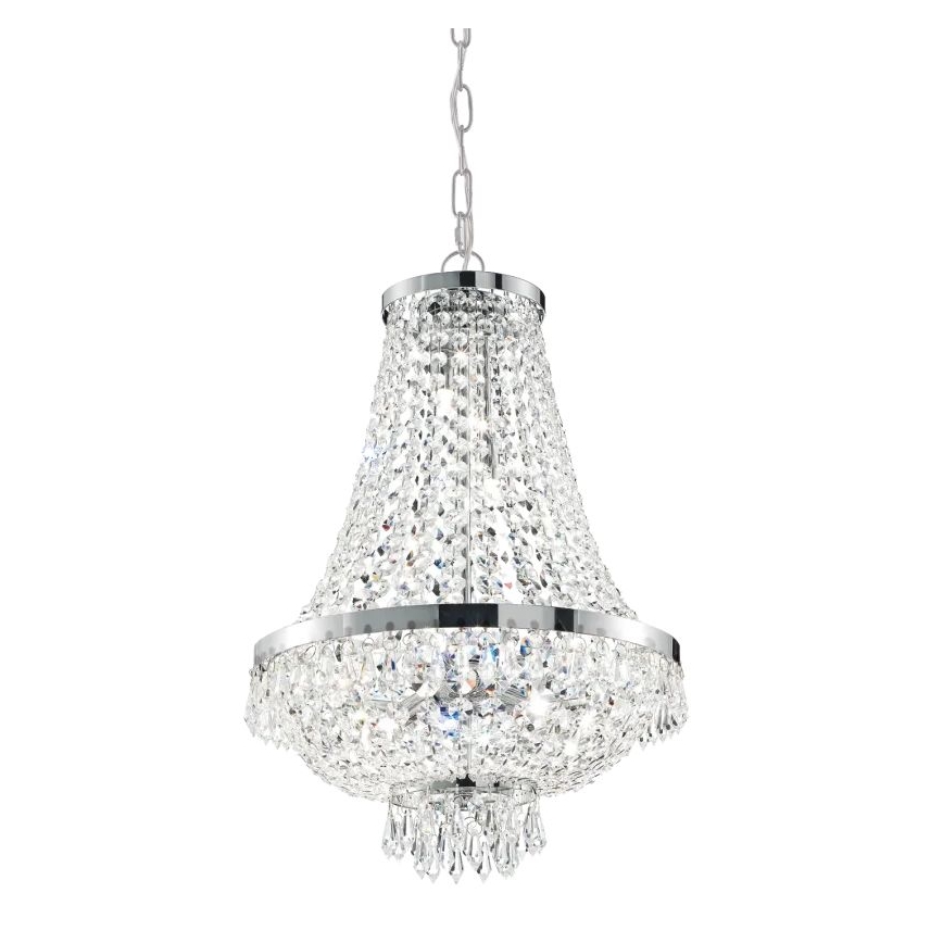 Ideal Lux - LED Krištolinis sietynas ant grandinės CAESAR 6xG9/3W/230V diametras 38 cm blizgus chromas