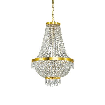 Ideal Lux - LED Krištolinis sietynas ant grandinės CAESAR 9xG9/3W/230V diametras 45 cm auksas