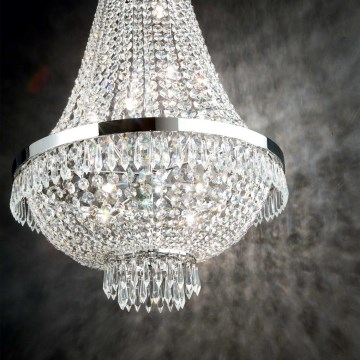Ideal Lux - LED Krištolinis sietynas ant grandinės CAESAR 9xG9/3W/230V diametras 45 cm blizgus chromas