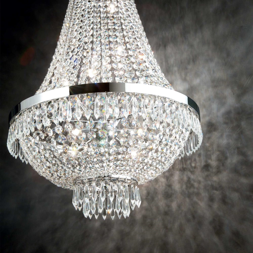 Ideal Lux - LED Krištolinis sietynas ant grandinės CAESAR 9xG9/3W/230V diametras 45 cm blizgus chromas