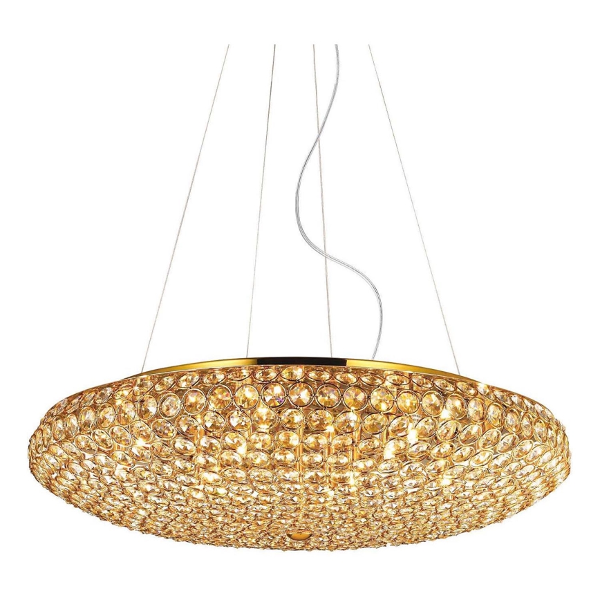 Ideal Lux - LED krištolinis sietynas, kabinamas ant virvės KING 12xG9/3W/230V diametras 65 cm auksas
