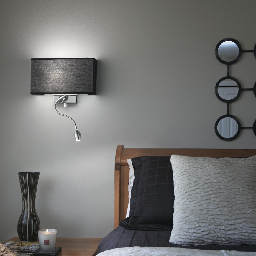 Ideal Lux - LED Lanksti sieninė lempa HOTEL 1xE27/60W + LED/1,5W/230V