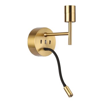 Ideal Lux – LED Lanksčių lempų su laikikliu rinkinys 1xE27/42W + LED/3W/230V CRI 90 USB gold