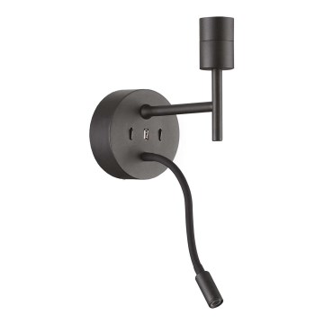 Ideal Lux – LED  Lanksti sieninė lempa su laikikliu SET UP 1xE27/42W + LED/3W/230V CRI 90 USB juoda