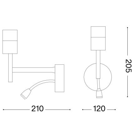 Ideal Lux – LED  Lanksti sieninė lempa su laikikliu SET UP 1xE27/42W + LED/3W/230V CRI 90 USB juoda