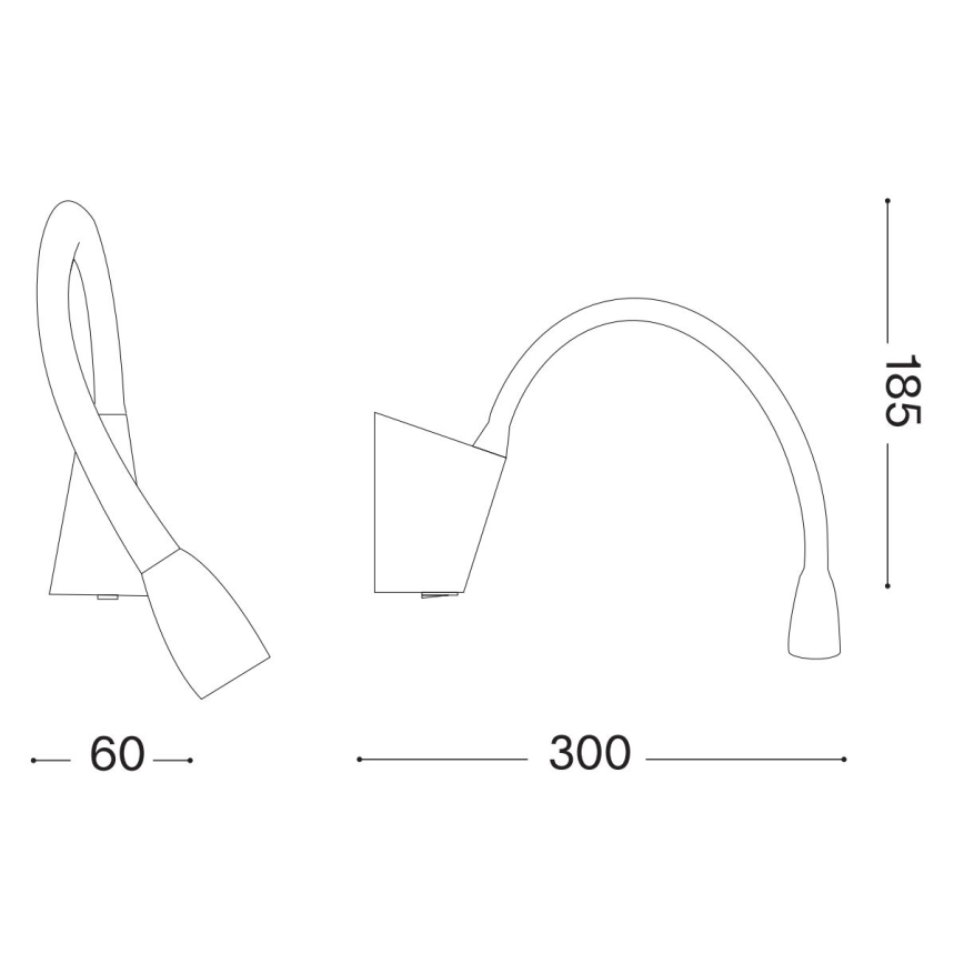Ideal Lux - LED Lanksti stalinė lempa GOOSE LED/3W/230V CRI 90 juoda