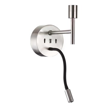 Ideal Lux - LED Lankstus lempa su laikikliu KOMPLEKTAS UP 1xE27/42W + LED/3W/230V CRI 90 USB blizgus chromas