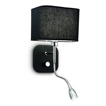 Ideal Lux – LED lankstus sieninis šviestuvas 1xE14/40W/230V + LED/1W/230V juodas