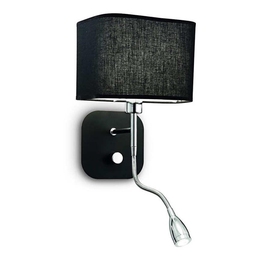 Ideal Lux – LED lankstus sieninis šviestuvas 1xE14/40W/230V + LED/1W/230V juodas