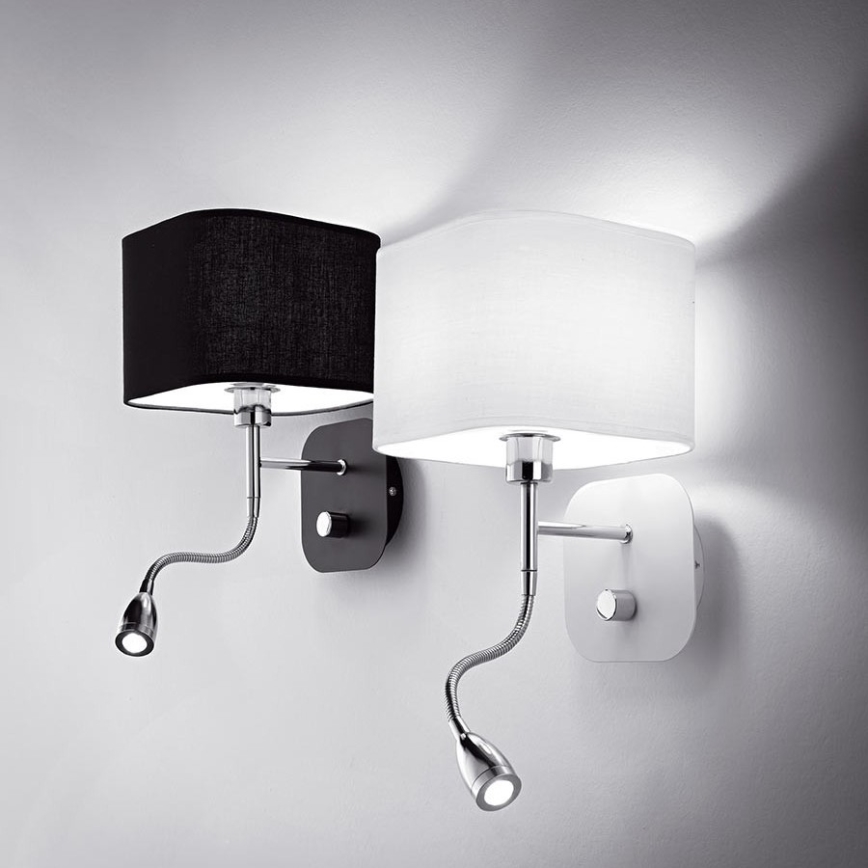 Ideal Lux – LED lankstus sieninis šviestuvas 1xE14/40W/230V + LED/1W/230V juodas