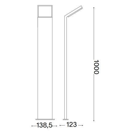 Ideal Lux- LED lauko šviestuvas STYLE LED/8,5W/230V 4000K 100 cm CRI 90 IP54 juoda
