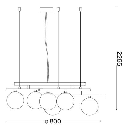 Ideal Lux - LED liustra ant laido ATLAS 6xG9/3W/230V juoda