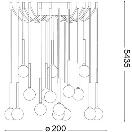 Ideal Lux - LED liustra ant laido LUCCIOLA 16xLED/16W/230V CRI 90 voras juoda