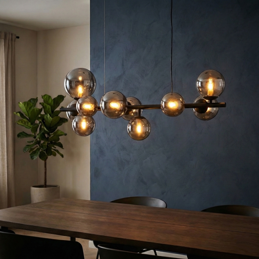 Ideal Lux - LED liustra ant laido PERLAGE 10xG9/3W/230V 81 cm juoda/dūminė juoda