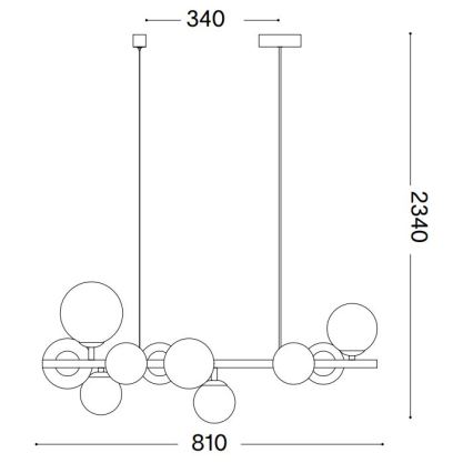 Ideal Lux - LED liustra ant laido PERLAGE 10xG9/3W/230V 81 cm juoda/dūminė juoda