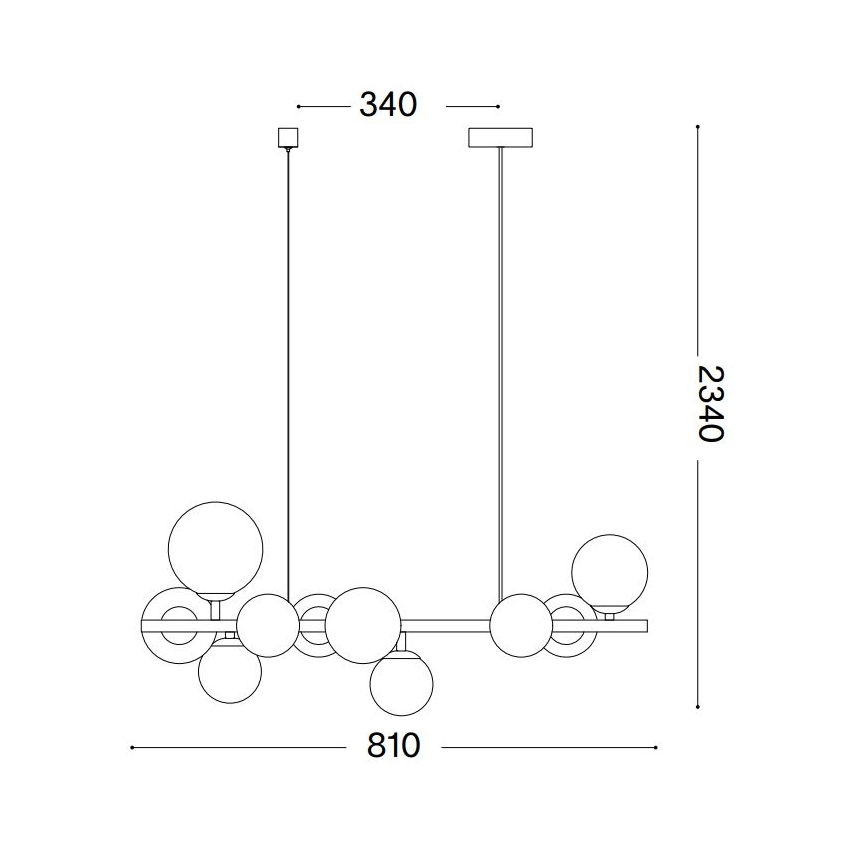 Ideal Lux - LED liustra ant laido PERLAGE 10xG9/3W/230V 81 cm juoda/dūminė juoda