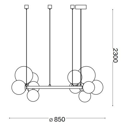 Ideal Lux - LED liustra pakabinama ant laido PERLAGE 14xG9/3W/230V, skersmuo 85 cm, auksinė / dūminė smėlio spalva