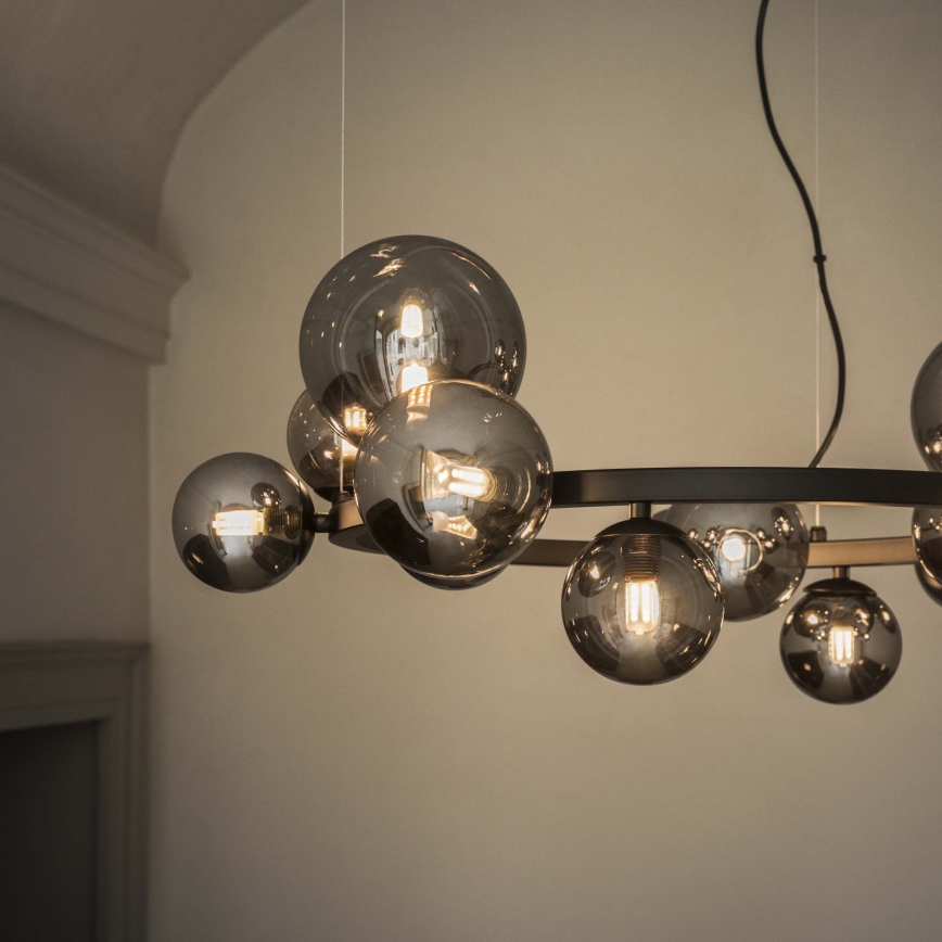 Ideal Lux - LED liustra ant laido PERLAGE 25xG9/3W/230V 110 cm juoda/dūminė juoda