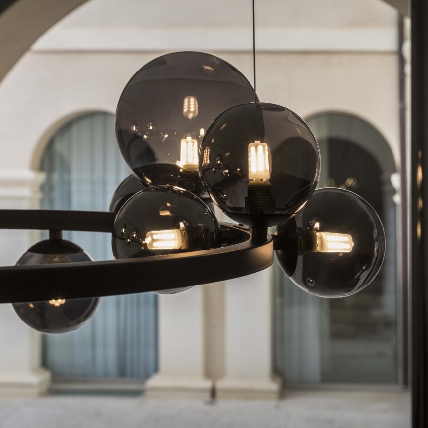 Ideal Lux - LED liustra ant laido PERLAGE 25xG9/3W/230V 110 cm juoda/dūminė juoda