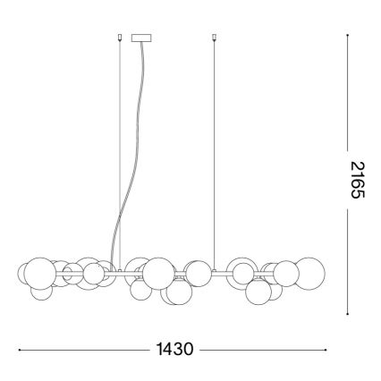 Ideal Lux - LED liustra ant laido PERLAGE 30xG9/3W/230V 143 cm auksinė/dūminė smėlio spalvos