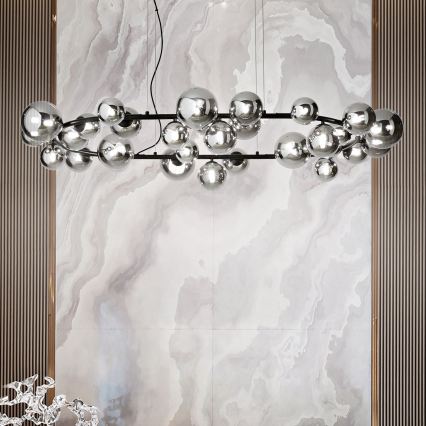 Ideal Lux - pakabinama LED liustra ant laido PERLAGE 30xG9/3W/230V 143 cm juoda/dūminė juoda