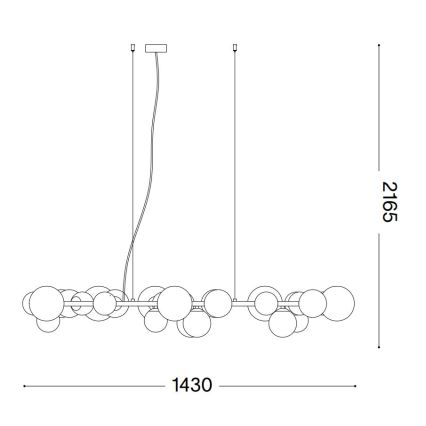 Ideal Lux - pakabinama LED liustra ant laido PERLAGE 30xG9/3W/230V 143 cm juoda/dūminė juoda