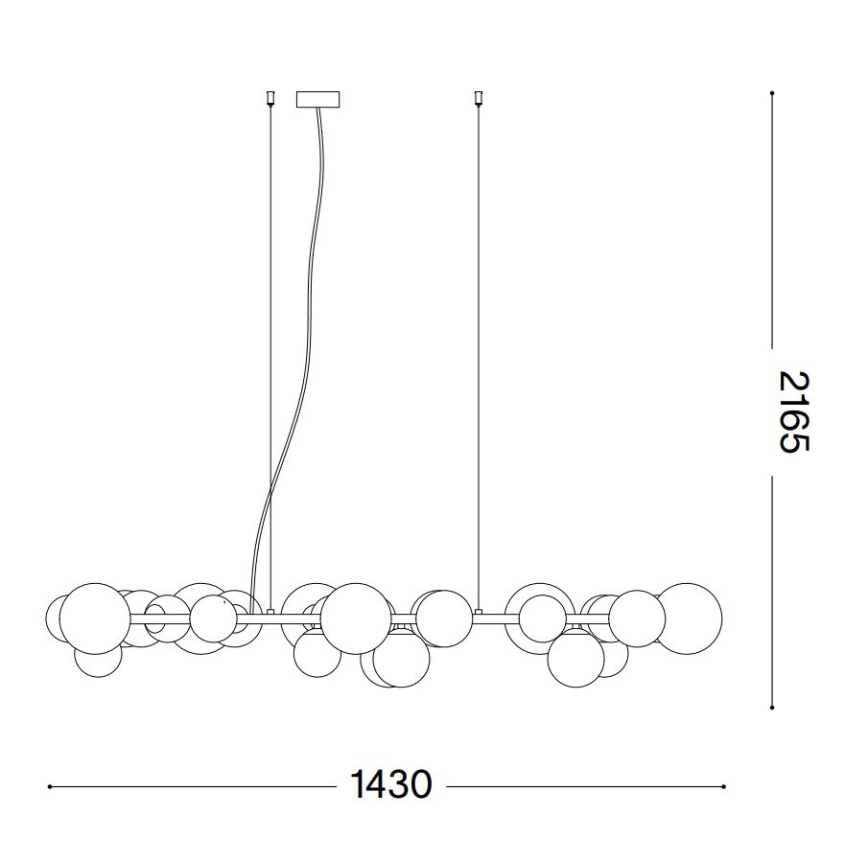 Ideal Lux - pakabinama LED liustra ant laido PERLAGE 30xG9/3W/230V 143 cm juoda/dūminė juoda