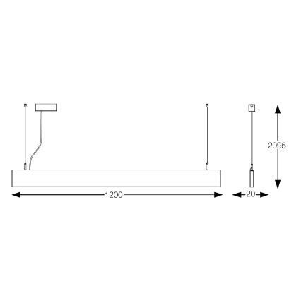 Ideal Lux - LED liustra ant laido STEEL, 29 W, 230 V, 4000 K, CRI 90, 120 cm, juoda