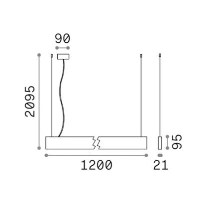 Ideal Lux - LED liustra ant laido STEEL LED/29W/230V 4000K CRI 90 120 cm juoda
