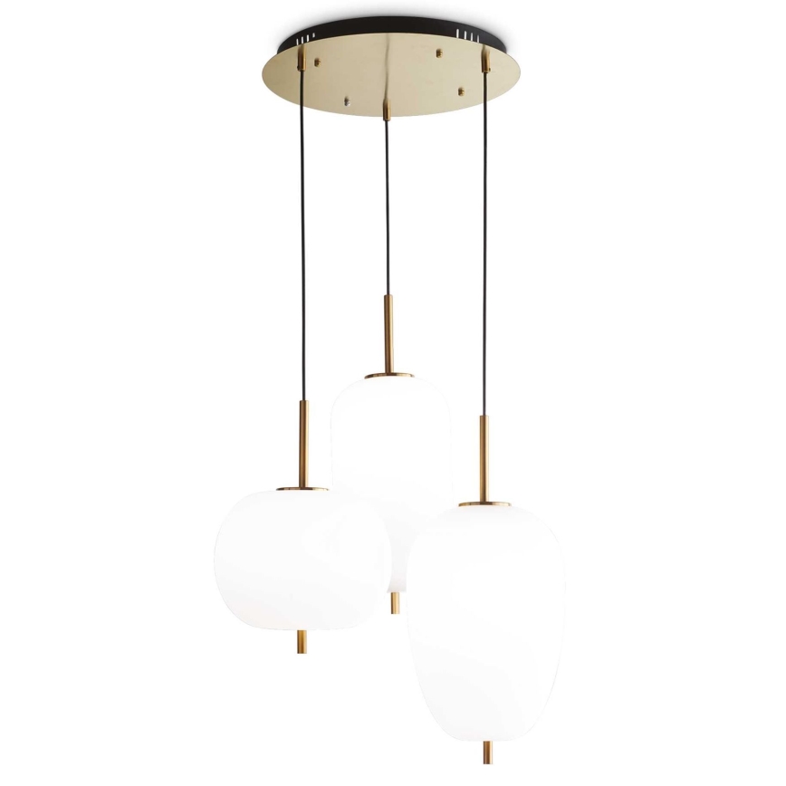 Ideal Lux - LED liustra ant laido UMILE LED/55W/230V, skersmuo 63 cm, CRI 90, žalvaris/balta