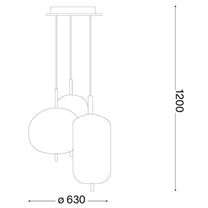 Ideal Lux - LED liustra ant laido UMILE LED/55W/230V, skersmuo 63 cm, CRI 90, žalvaris/balta