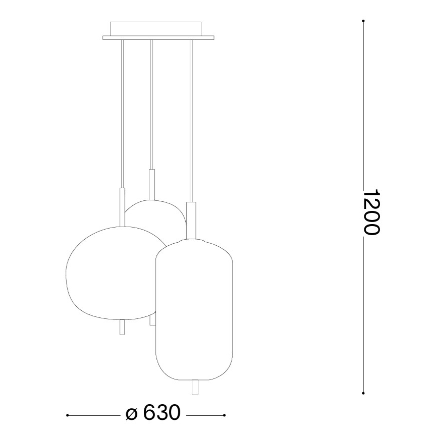 Ideal Lux - LED liustra ant laido UMILE LED/55W/230V, skersmuo 63 cm, CRI 90, žalvaris/balta