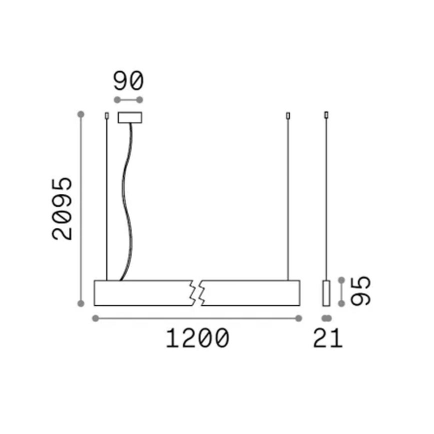 Ideal Lux - LED liustra ant lyno STEEL LED/29W/230V 3000K CRI 90 120 cm juoda