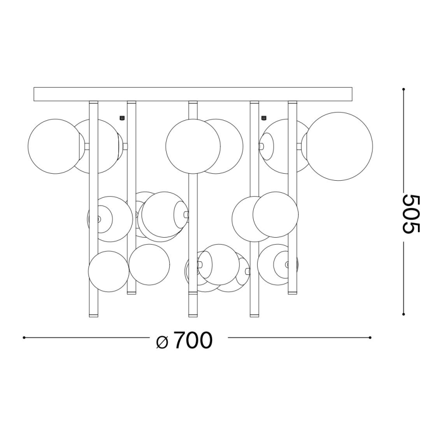 Ideal Lux - LED liustra ant strypo PERLAGE 18xG9/3W/230V skersmuo 70 cm juoda/dūminė juoda