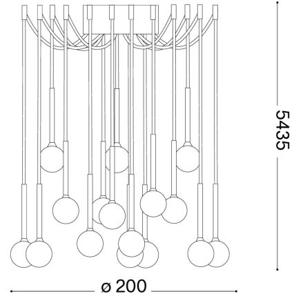 Ideal Lux - LED liustra ant troselių LUCCIOLA 16xLED/16W/230V CRI 90, voratinklio formos, žalvarinis
