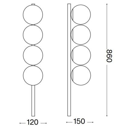 Ideal Lux - LED lubinis šviestuvas BINOMIO 4xG9/3W/230V juoda