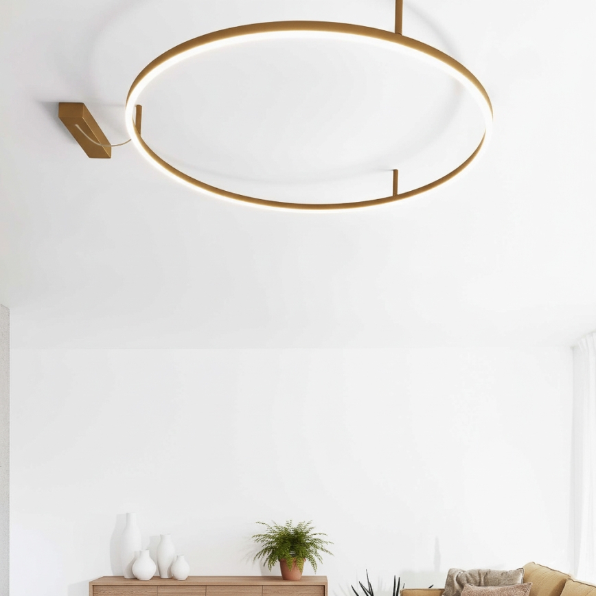 Ideal Lux - LED lubinis šviestuvas ORACLE SLIM, LED/53W/230V, 3000K, CRI 90, skersmuo 90 cm, auksinis