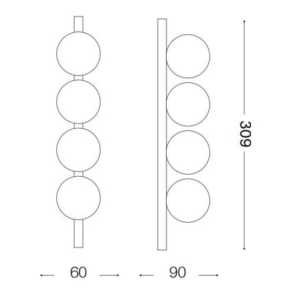 Ideal Lux - LED lubinis šviestuvas PING PONG 4xLED/3W/230V CRI 90 žalvaris