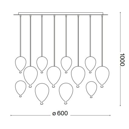 Ideal Lux - LED Pakabinamas sietynas CLOWN 12xG9/3W/230V diametras 60 cm spalvingas