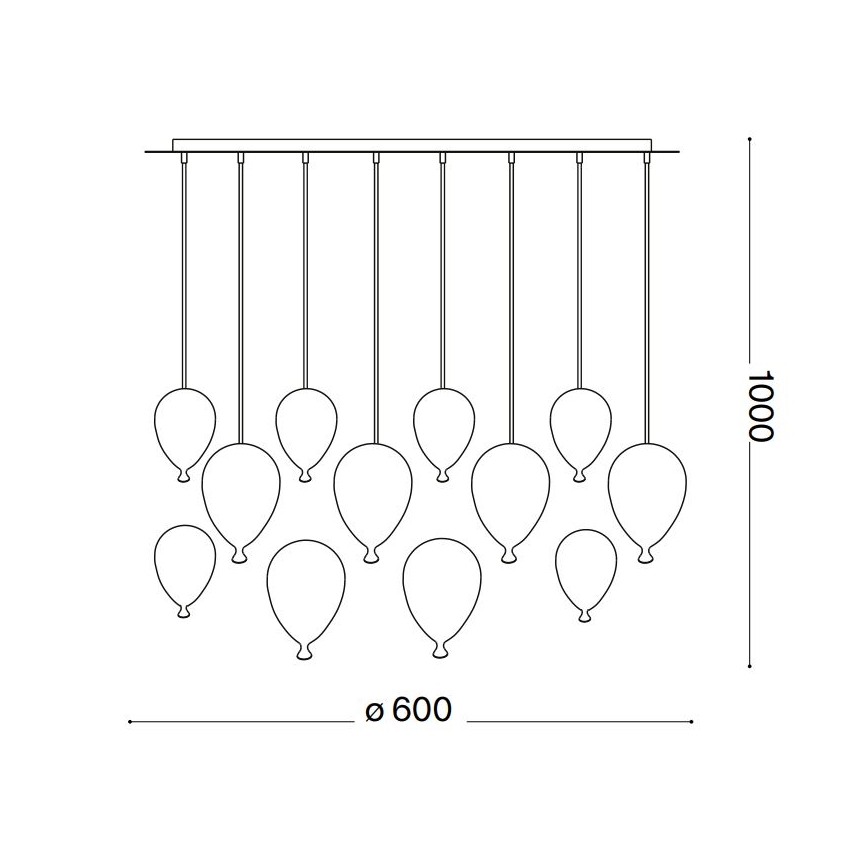 Ideal Lux - LED Pakabinamas sietynas CLOWN 12xG9/3W/230V diametras 60 cm spalvingas