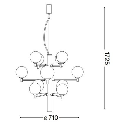Ideal Lux - LED Pakabinamas sietynas COPERNICO 12xG9/3W/230V diametras 71 cm juoda
