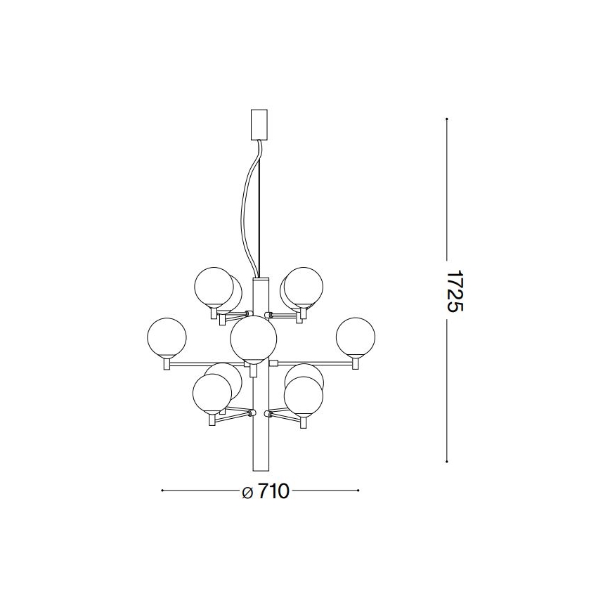 Ideal Lux - LED Pakabinamas sietynas COPERNICO 12xG9/3W/230V diametras 71 cm juoda