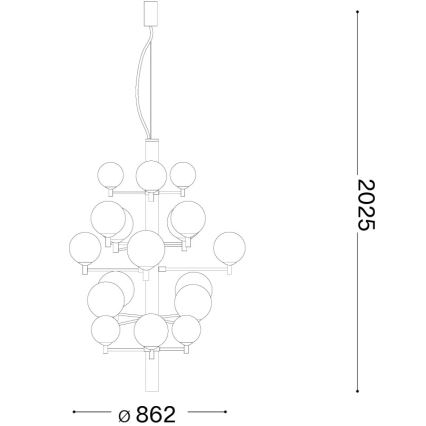 Ideal Lux - LED Pakabinamas sietynas COPERNICO 20xG9/3W/230V diametras 86 cm juoda